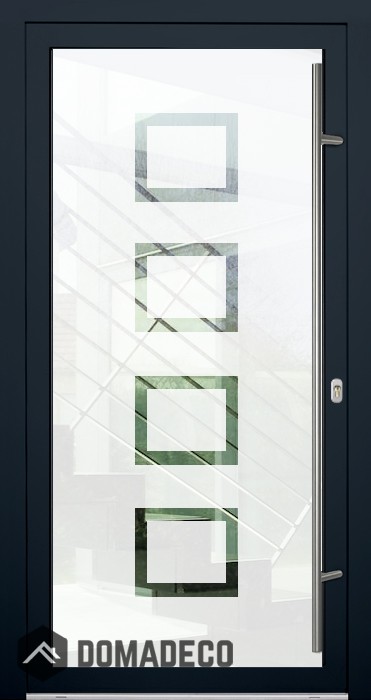 LIM Glass S8 - porte d'entrée sable avec décor transparent