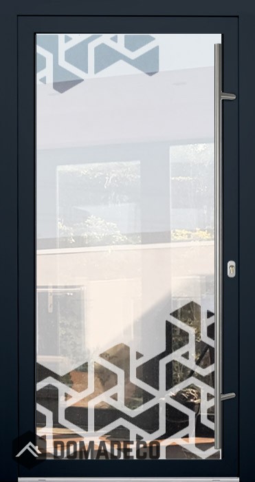 LIM Glass S12 - porte d'entrée extérieure dépolie avec décor transparent