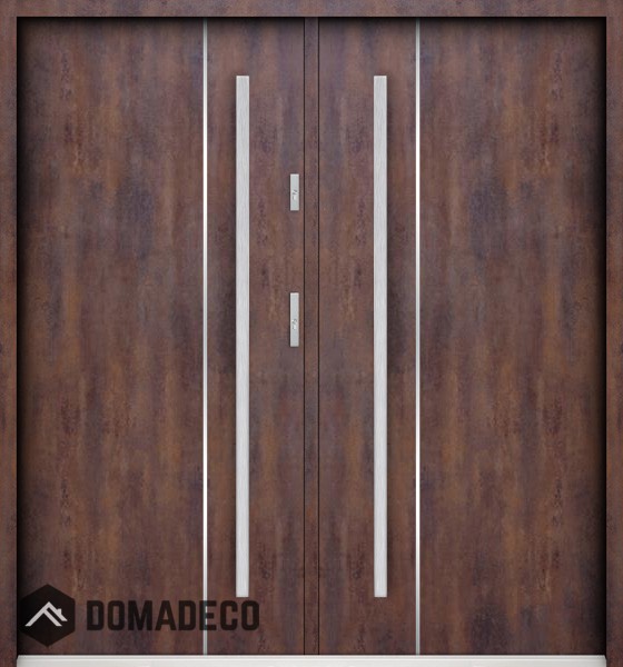 Sta Nakamoto Double - porte d'entrée double moderne en acier avec rayures verticales