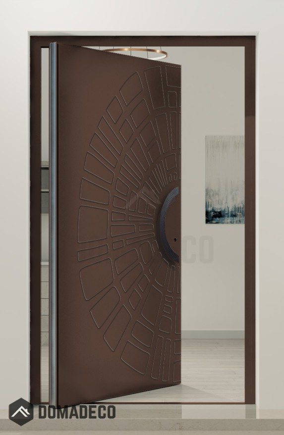PIVOT V63 - porte d'entrée pivotante en aluminium avec motif fraisé