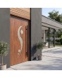 Porte d'entrée en aluminium « chêne doré » équipée de serrures de sécurité de pointe