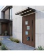 Porte moderne en aluminium couleur noyer avec quatre fenêtres carrées