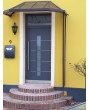 Porte d'entrée en aluminium anthracite avec panneau supérieur en verre