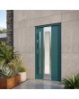 Porte contemporaine en acier inoxydable vert avec vitrage