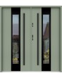 Sta Amerigo Noir Double - porte double contemporaine en acier inoxydable avec cadre noir autour du verre