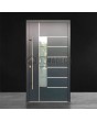 Porte d'entrée moderne de luxe en aluminium anthracite foncé avec vitrage