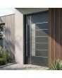 Porte d'entrée moderne et luxueuse en aluminium anthracite foncé avec vitrage