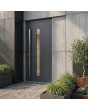 Porte d'entrée moderne en aluminium haute performance, couleur anthracite, avec vitrage