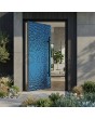 Porte pivotante en aluminium recouverte d'une tôle en acier inoxydable bleue