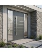 Porte d'entrée en aluminium Anthracite Strong avec panneaux vitrés à gauche et à droite