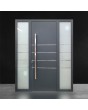 Porte d'entrée robuste en aluminium anthracite avec rayures