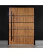 Porte d'entrée minimaliste en aluminium doré chêne