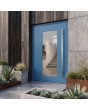 Porte extérieure en aluminium isolée, bleue, avec vitrage