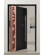 PIVOT C27 - porte pivotante en aluminium recouverte d'une feuille de cuivre avec découpes carrées
