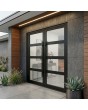 Porte d'entrée double en aluminium noir avec quatre vitrages