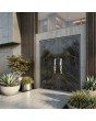 Double porte en aluminium noir recouverte de quartz fritté Calacatta Black