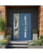 Porte d'entrée moderne en aluminium bleu de qualité