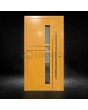 Porte d'entrée moderne en aluminium de qualité, couleur jaune