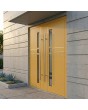 Porte d'entrée moderne double en aluminium jaune avec vitrage