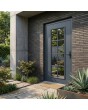 Porte d'entrée classique en aluminium anthracite avec vitrage et charnières
