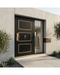 Porte pivotante en aluminium de style traditionnel noir