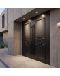Porte double en aluminium au design classique noir pour la maison