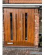 maison en chêne doré porte d'entrée en acier inoxydable