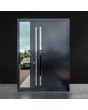 Porte d'entrée moderne en aluminium anthracite avec panneau vitré
