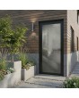 Porte battante en aluminium noir avec vitrage trempé