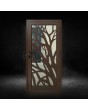 Porte d'entrée en aluminium avec vitrage brun et panneau décoratif