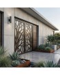 Porte en aluminium à double vitrage marron avec panneau décoratif