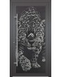 LIM G5 - Porte d'entrée vitrée en aluminium avec motif tigre dans le panneau décoratif