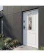 Porte métallique au design classique, extérieur blanc