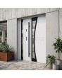 Porte d'entrée moderne en acier blanc avec panneau latéral