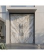 Porte double en aluminium recouverte de quartz fritté gris