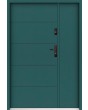 Sta Henson Uno - porte d'entrée contemporaine en acier avec nervures et panneau latéral