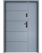 Sta Henson Uno - porte d'entrée contemporaine en acier avec nervures et panneau latéral