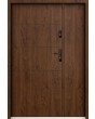 Sta Henson Uno - porte d'entrée contemporaine en acier avec nervures et panneau latéral