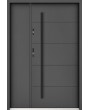 Sta Henson Uno - porte d'entrée contemporaine en acier avec nervures et panneau latéral