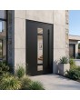 Porte d'entrée moderne en aluminium noir pour la maison