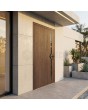 Porte d'entrée en aluminium couleur noyer avec vitrage