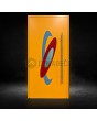 Porte principale en aluminium orange avec des ovales colorés