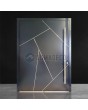 Porte d'entrée pivotante élégante en aluminium anthracite avec rayures