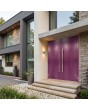 porte double en aluminium, pleine, de couleur violette, avec nervures