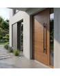 Porte d'entrée pivotante en aluminium, finition chêne doré