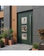 Porte d'entrée en aluminium vert avec trois vitrages