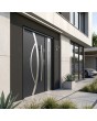 Porte d'entrée extérieure noire avec panneau latéral