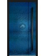 LIM B3 - porte battante en aluminium recouverte d'une tôle en acier inoxydable bleue