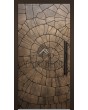 LIM M30 - porte battante en aluminium avec texture brune en métal fraisé