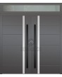 Porte double en aluminium LIM avec panneau supérieur en verre